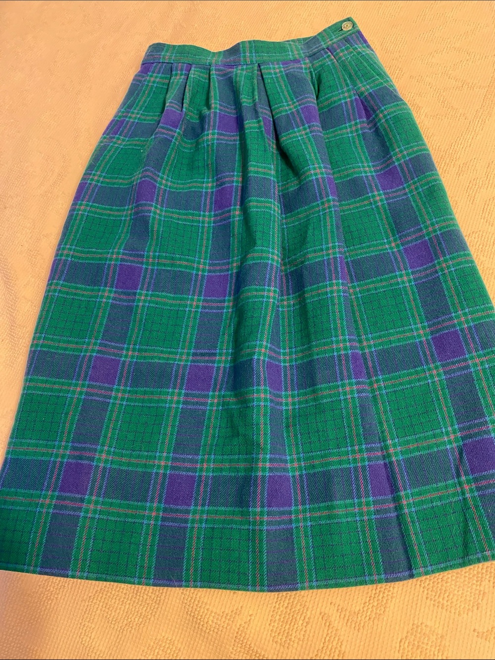 Pendleton Green and Purple Plaid Midi Skirt